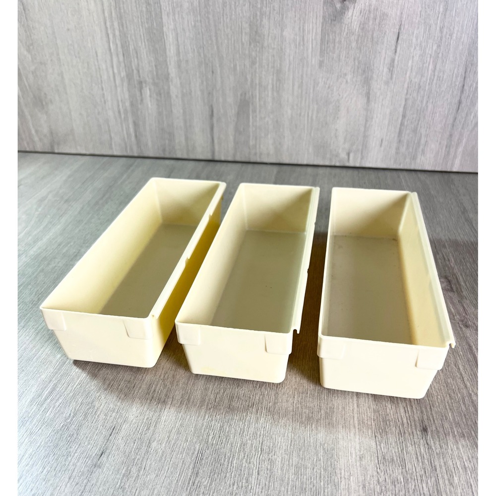 Vintage Rubbermaid JBI-2915 Drawer Organizer Bins Almond Cream Set of 3